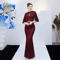 Sexy Deep V Neck Women Evening Dress Sequined Robe De Soiree Flare Sleeve Backless Ladies Elegant Long Party Dress Vestidos