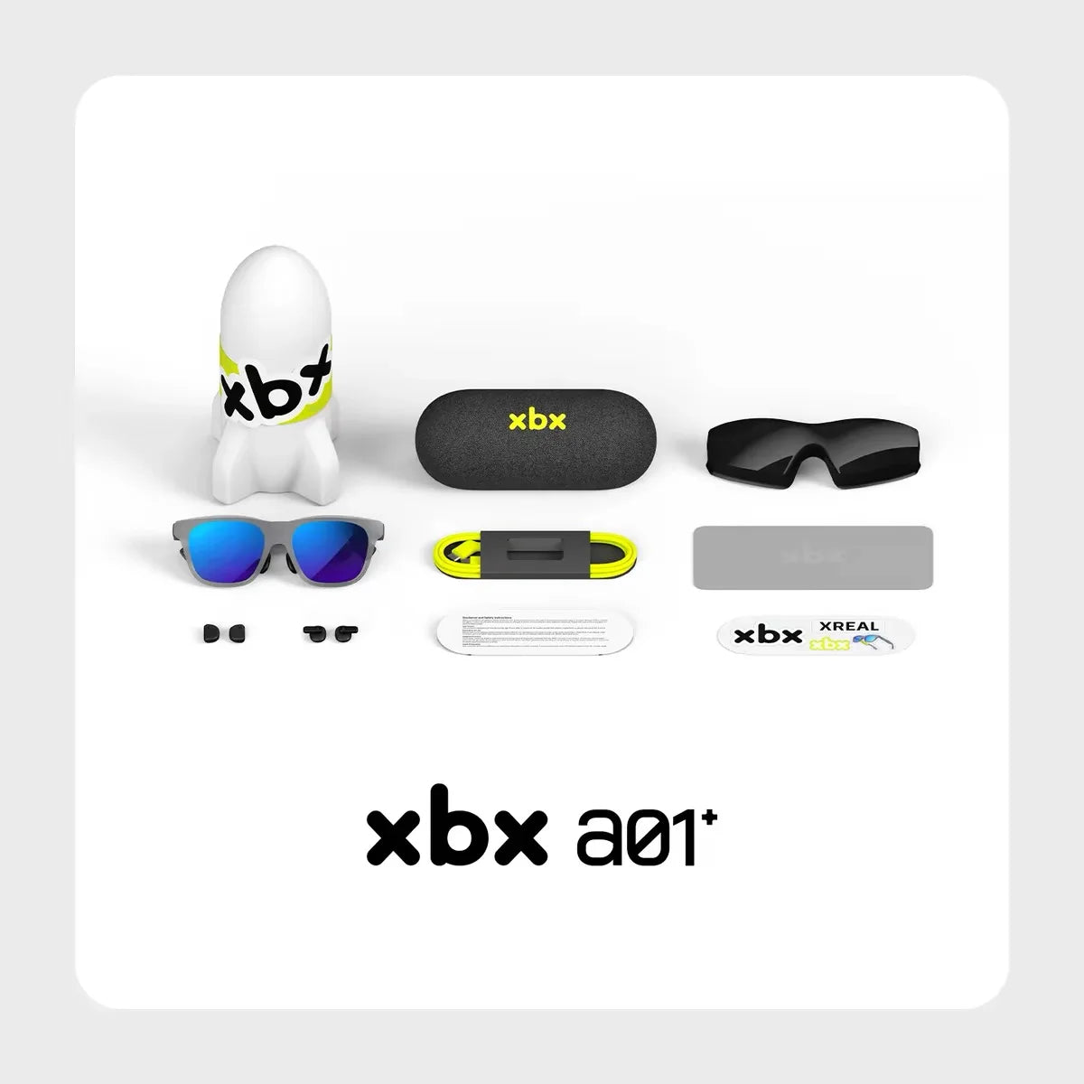 Lunettes AR XREAL XBX A01+ – Ultra-légères 62g | 1600 Nits | HDR10 | Écran Géant 147" | Anti-Tremblement Spatial | Lunettes Intelligentes Portables