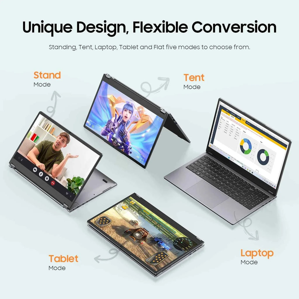 2 in 1 Laptop Computer,15.6" 16GB 512GB Touchscreen , AMD Ryzen R3 3200U, Radeon Vega 3, 1920x1080 FHD Display Blacklit Keyboard - Maliame Store