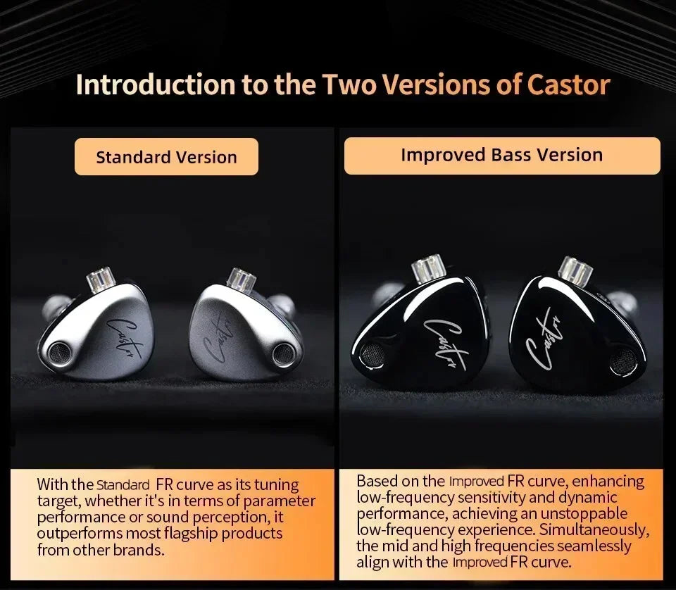 Écouteurs filaires KZ Castor avec basses améliorées, écouteurs HiFi, 2 haut-parleurs dynamiques haut de gamme à armature équilibrée, écouteurs intra-auriculaires avec accessoires
