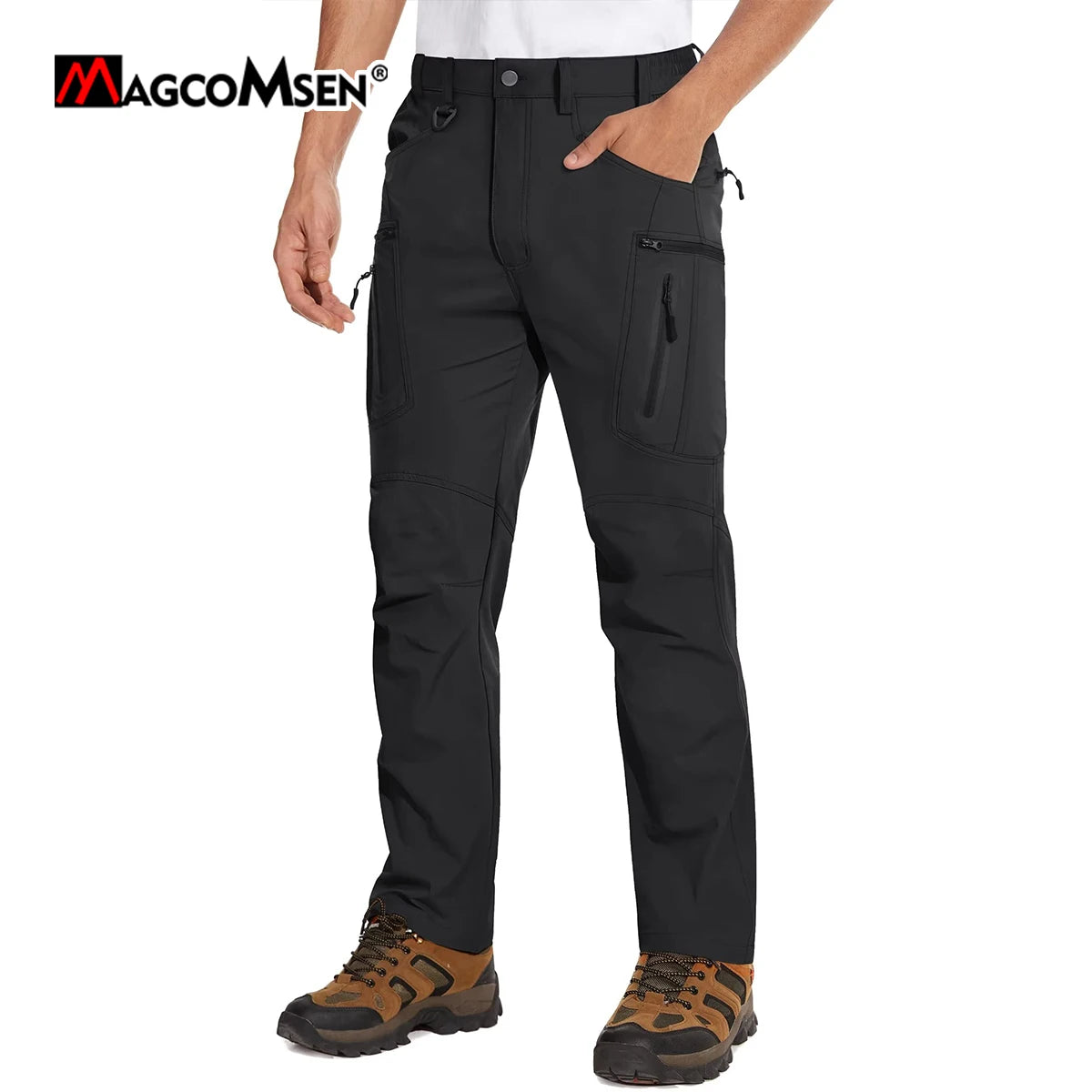 MAGCOMSEN Lightweight Hiking Pant Men Summer Cargo Pants Quick-Dry Nylon Waterproof Outdoor Fishing Casual Trouser