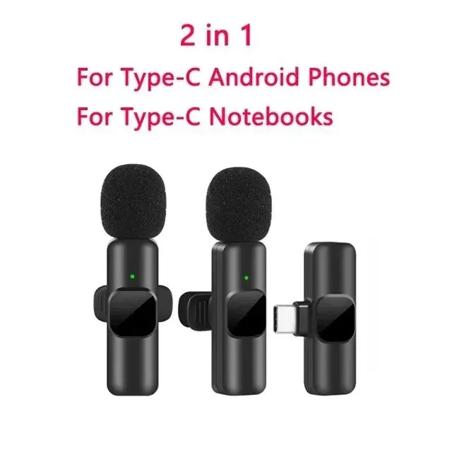 New Wireless Lavalier Microphone Portable Audio Video Recording Mini Mic for iPhone Android Live Broadcast Gaming Phone Mic - Maliame Store