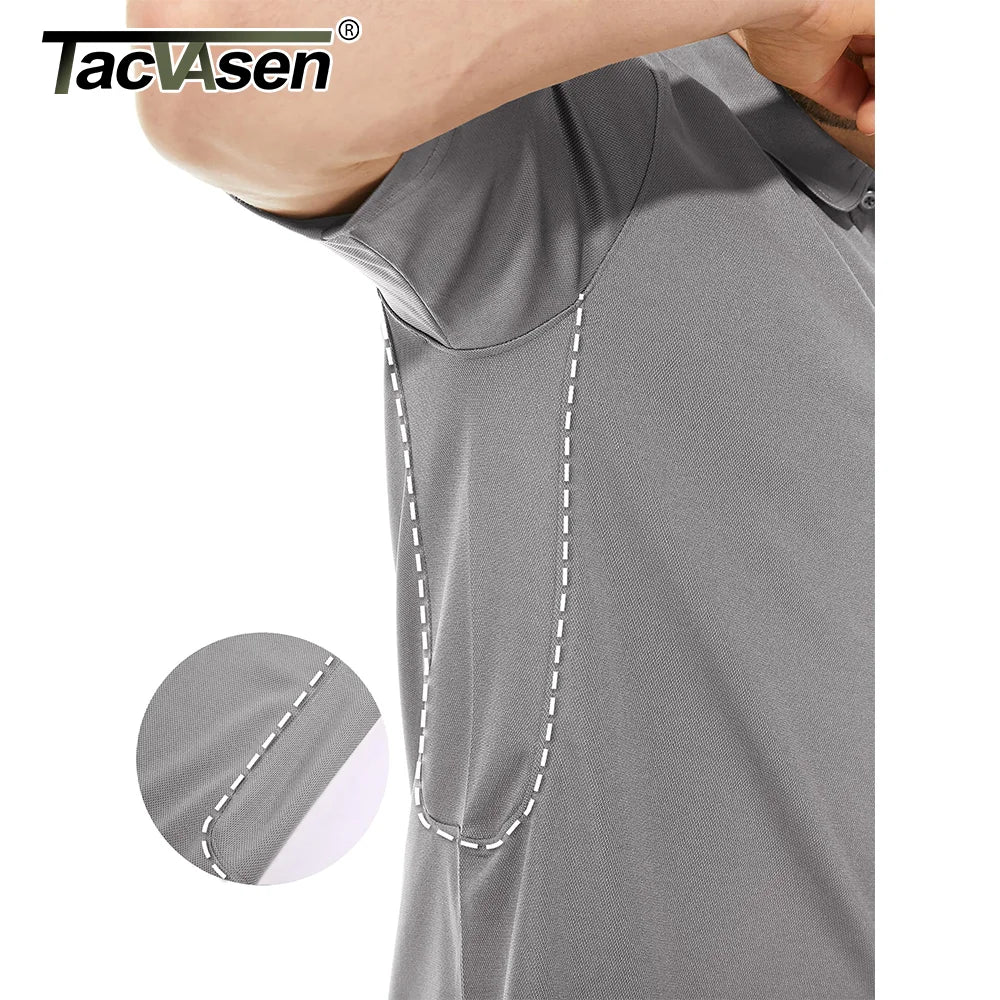 TACVASEN Summer Polo Tee Shirts Men's Short Sleeve Quick Dry T-shirt Breathable Work Shirt Fishing Hiking Golf Polos Top Man - Maliame Store