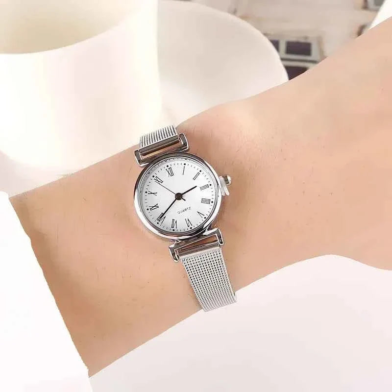 Fashion Watches for Women Female Watches Clock Luxury Wrist Watch White Stainless Steel Band Classic Quartz Watches Daily Gifts - Maliame Store
