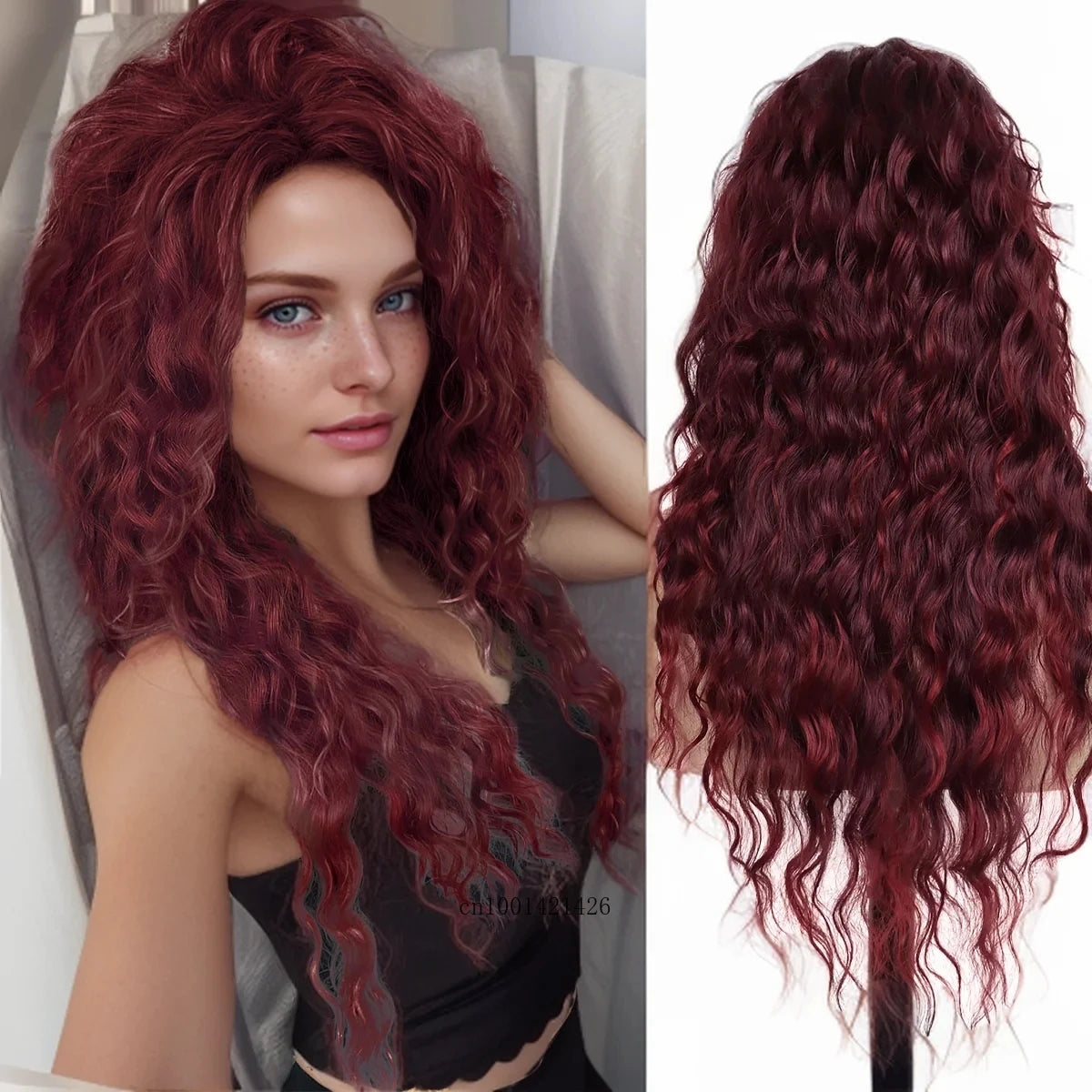 New Ash Blonde Wig Synthetic Long Curly Hair Wigs for Women Fluffy Wave Ombre Wig Costume Carnival Party Regular Cur Wig 26 Inch - Maliame Store