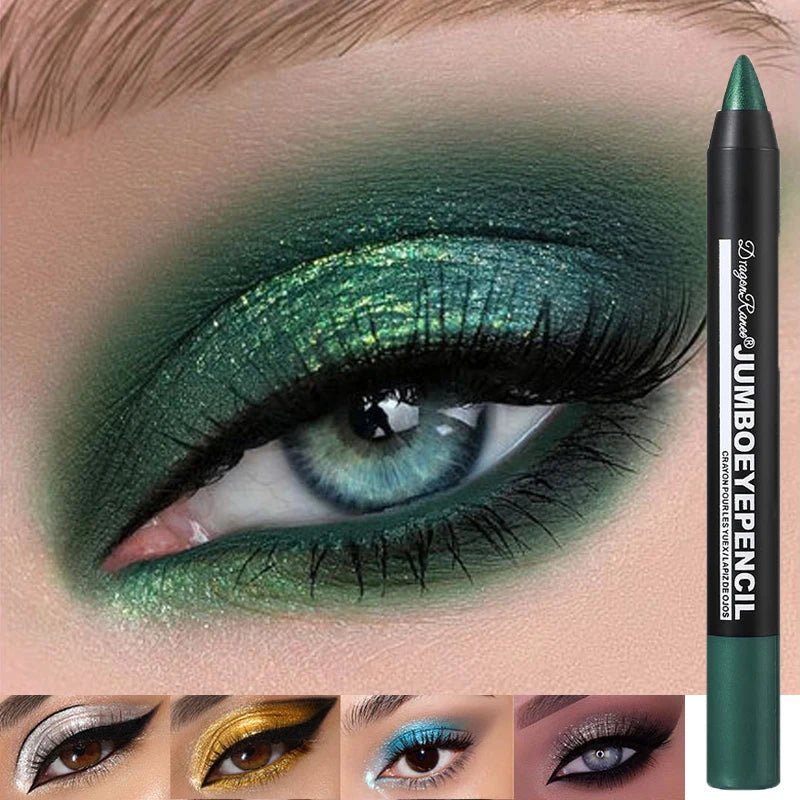 Smoky Dark Green Eyeshadow Pencil Stick Waterproof Pearlescent 12 Colors Metallic Glitter Eye Shadow Highlighter Pen Makeup Tool - Maliame Store