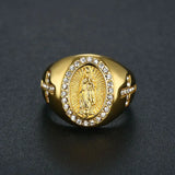 Bague pour homme Vierge Marie en or