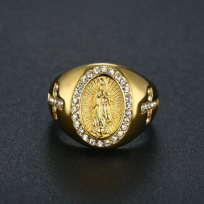 Bague pour homme Vierge Marie en or
