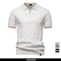 AIOPESON Men's Solid Color Sport Zipper Polo Shirt Athletic Social Polo Shirts for Men Office Slim Fit Polo - Maliame Store