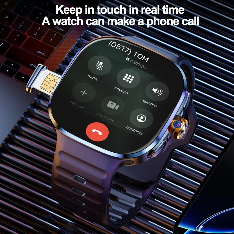Montre Intelligente 5G/4G Tout Réseau Appel Vidéo sur Grand Écran HD 2,40 pouces 720*720 8 Go+128 Go de RAM Google Play WIFI GPS Smartwatch 2100 mAh