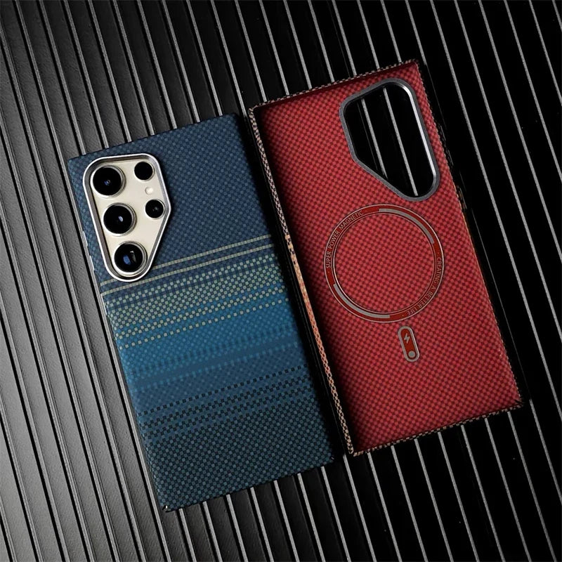 Samsung Galaxy S26 Ultra MagSafe Case with Carbon Fiber Texture for Wireless Charging - Hard Cover for S26, S25, S24, S23 Ultra Plus - Maliame Store