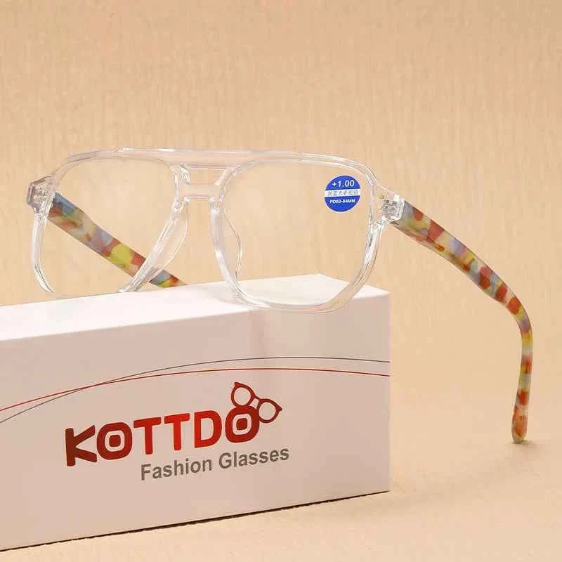 New Fashionable Reading Glasses Men with Spring Legs and No Facial Clamping Design Anti Blue Light Presbyopia Hyperopia Eyeglass - Maliame Store