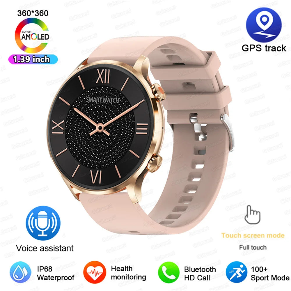 2025 New Smartwatch Women AMOLED HD Screen Always On Display Bluetooth Call IP68 Waterproof GPS Smart Men Watch For Android ios - Maliame Store