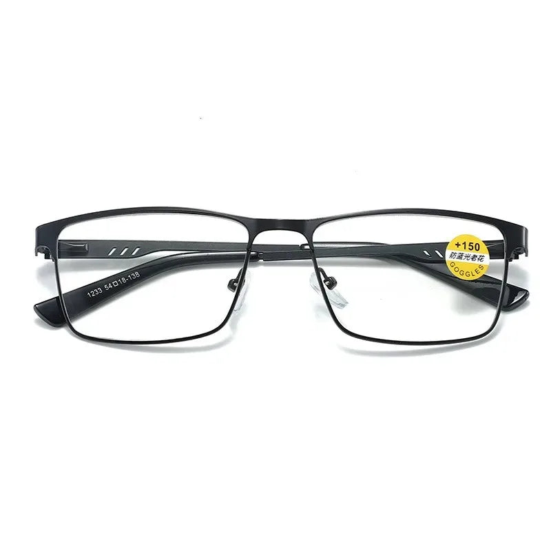 Fashion Reading Glasses For Men High Quality Blue Light BLocking Prescription Eyeglasses Frame With Spring Hinge +75+125+175+225 - Maliame Store