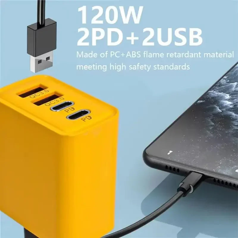 XIAOMI 120W Fast Charger TypeC 10A Cable Ultra Fast Charge 4Port USB C PD High Speed Charger Adapter For Xiaomi iPhone 16 Huawei - Maliame Store