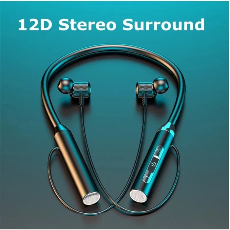 Wireless Headphone Fone Bluetooth 5.0 Neckband Earphones Silicone Hifi Stereo Sports Headset Halter Waterproof Magnetic Earbuds - Maliame Store