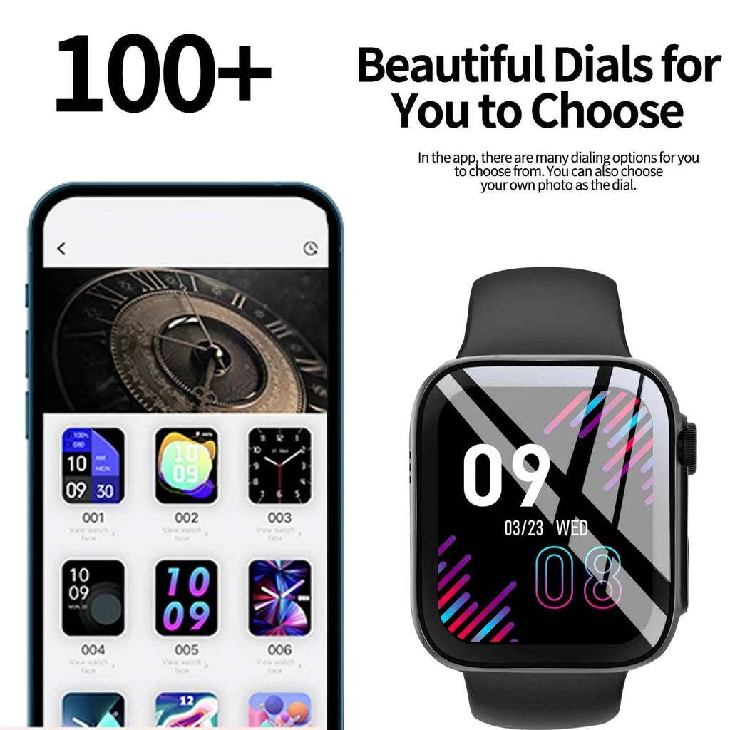 Smart Watch with1.68-Inch HD Display – Wireless Calling/Dialing, Alarm/Message Notifications, Fitness Tracking, Music Control.