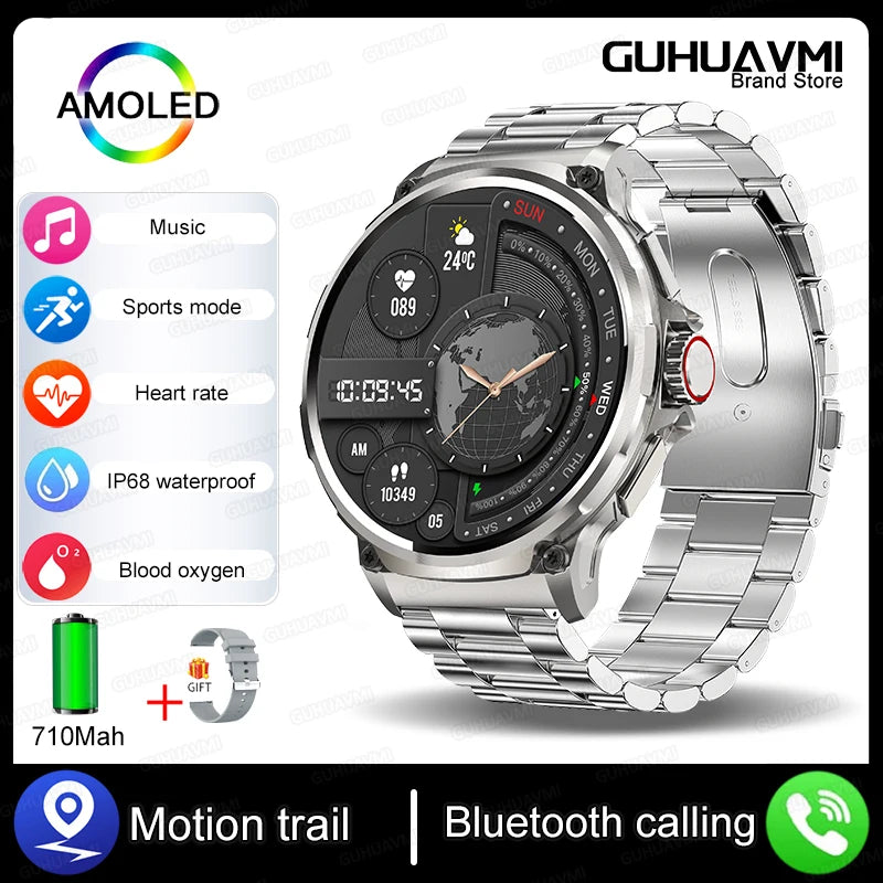 New 1.85-inch ultra AMOLED smartwatch, GPS track, HD Bluetooth call; 710 mah large battery 400+ dial, suitable for Huawei Xiaomi - Maliame Store