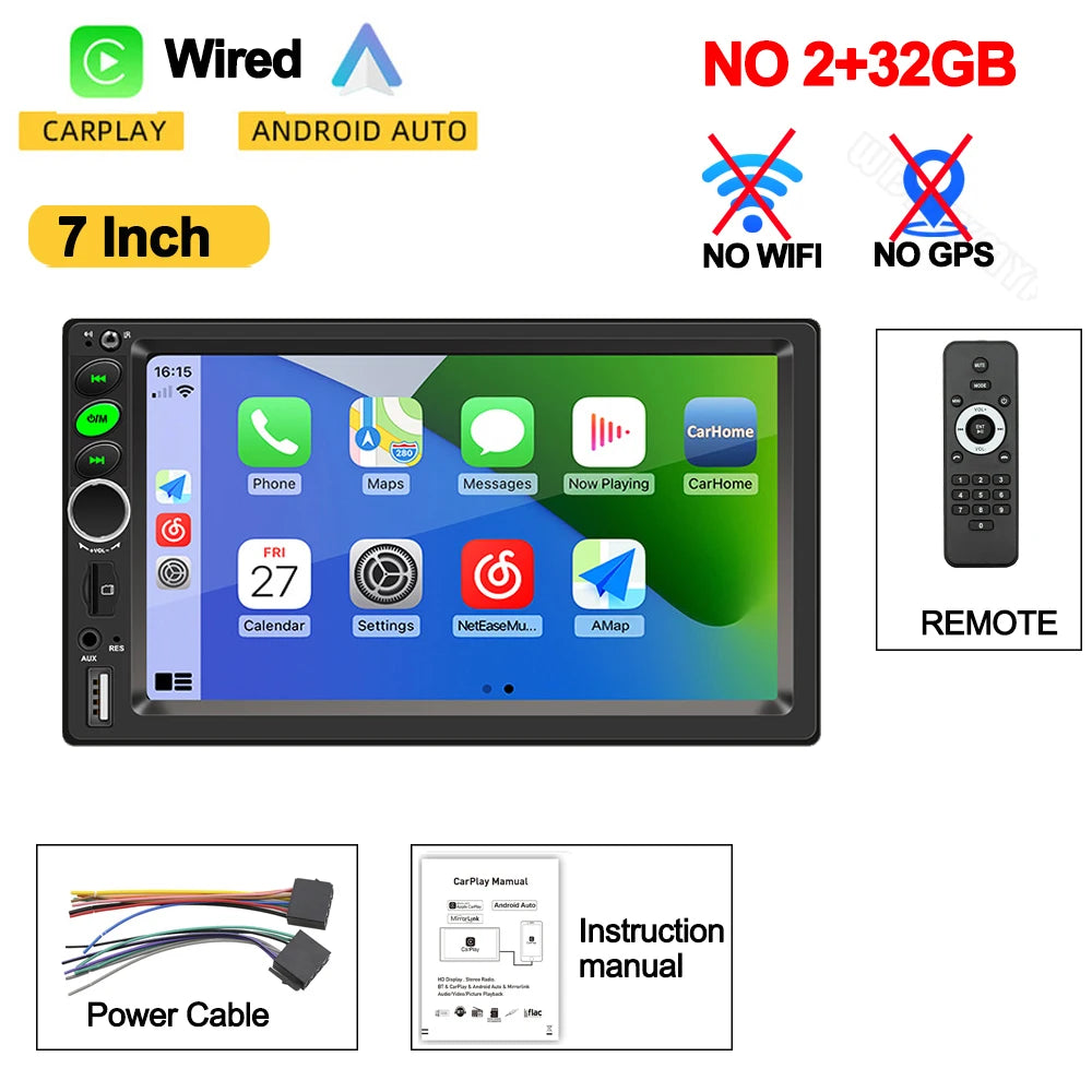 Autoradio Android 13 Universel 2 Din – 7/9/10 Pouces, GPS, WiFi, Bluetooth, CarPlay/Android Auto, 32/64 Go