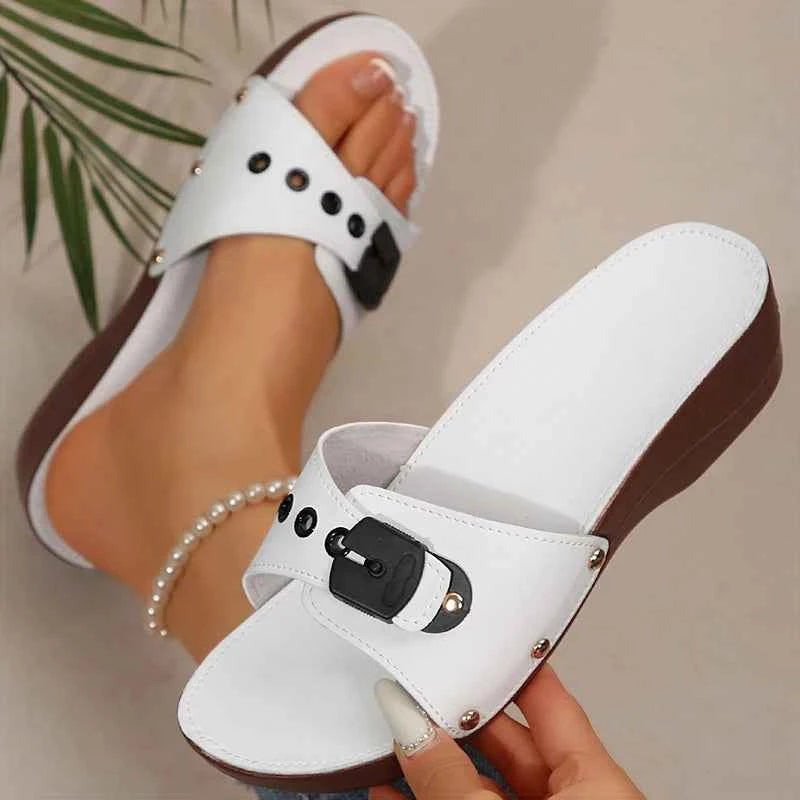Women's Sandals Luxury Heels Shoes For Summer Woman Sandals Soft Wedges Heeled Sandalias Mujer 2025 New Sandals Summer Slippers