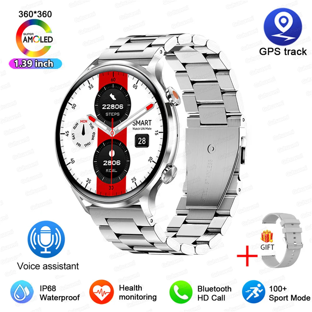 2025 New Smartwatch Women AMOLED HD Screen Always On Display Bluetooth Call IP68 Waterproof GPS Smart Men Watch For Android ios - Maliame Store