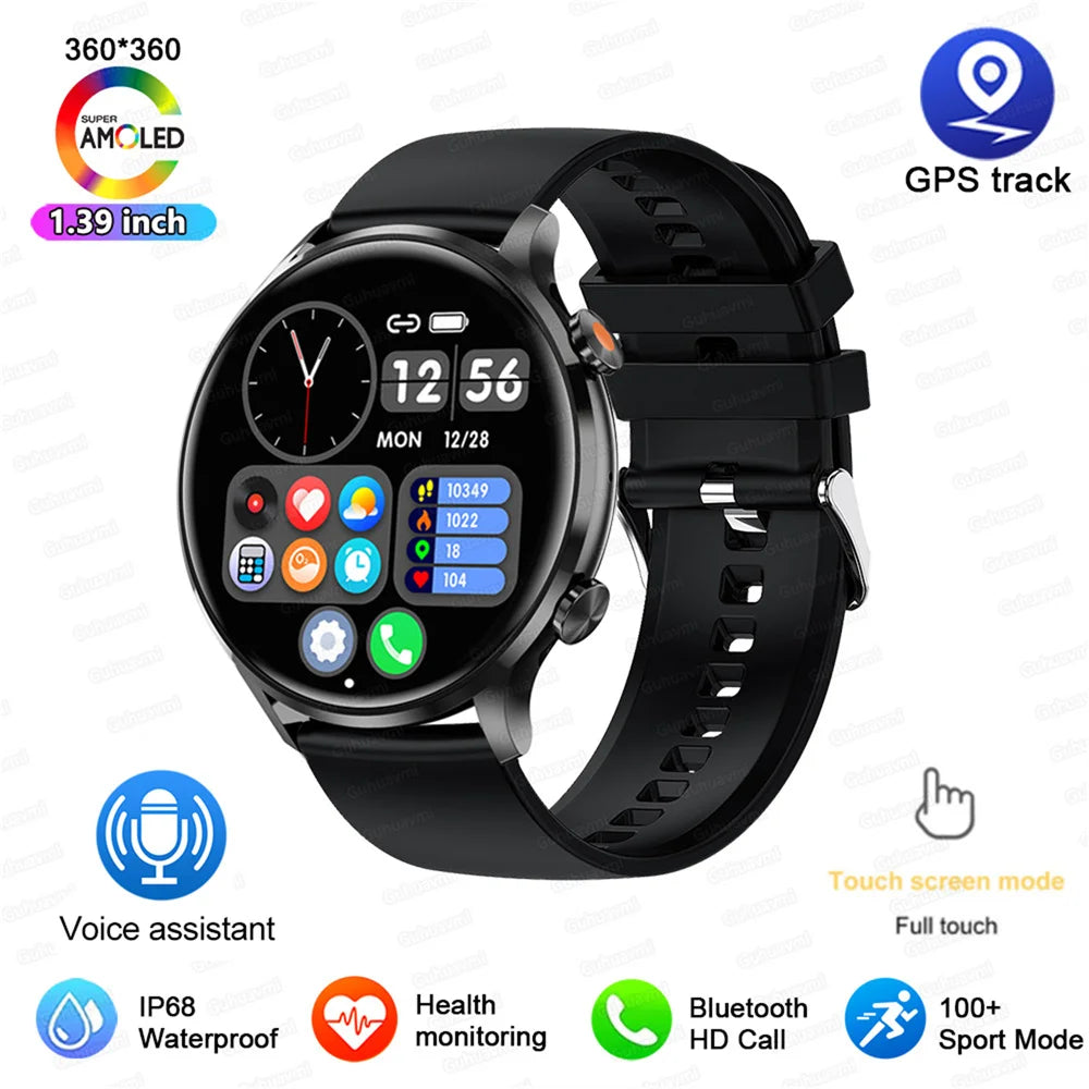2025 New Smartwatch Women AMOLED HD Screen Always On Display Bluetooth Call IP68 Waterproof GPS Smart Men Watch For Android ios - Maliame Store