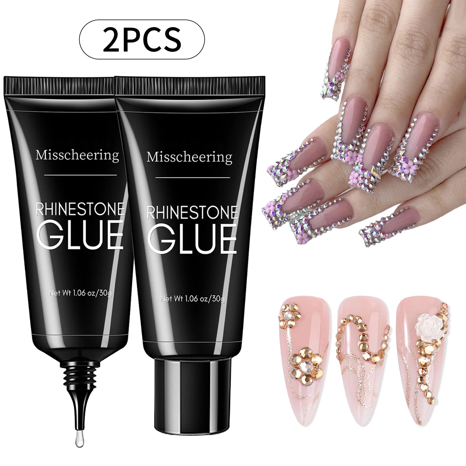 30g Nail Rhinestone Glue for Nails Super Strong Gel Nail Glue for Nail Charm 3D Nails Bling Gel Decoration Gem Nail Art Diamonds - Maliame Store