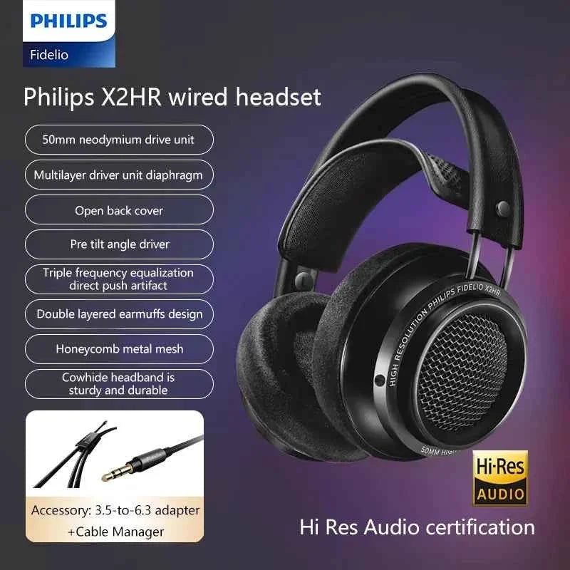 Original Philips X2HR Fidelio HiFi Stereo Head-mounted Headphones Comfort Music Wired Headset Computer Monitor Gaming Earphones - Maliame Store