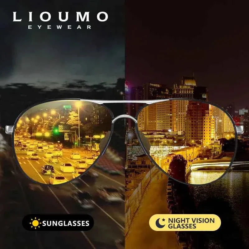 LIOUMO Pilot Photochromic Polarized Sunglasses - Day & Night Vision - Maliame Store