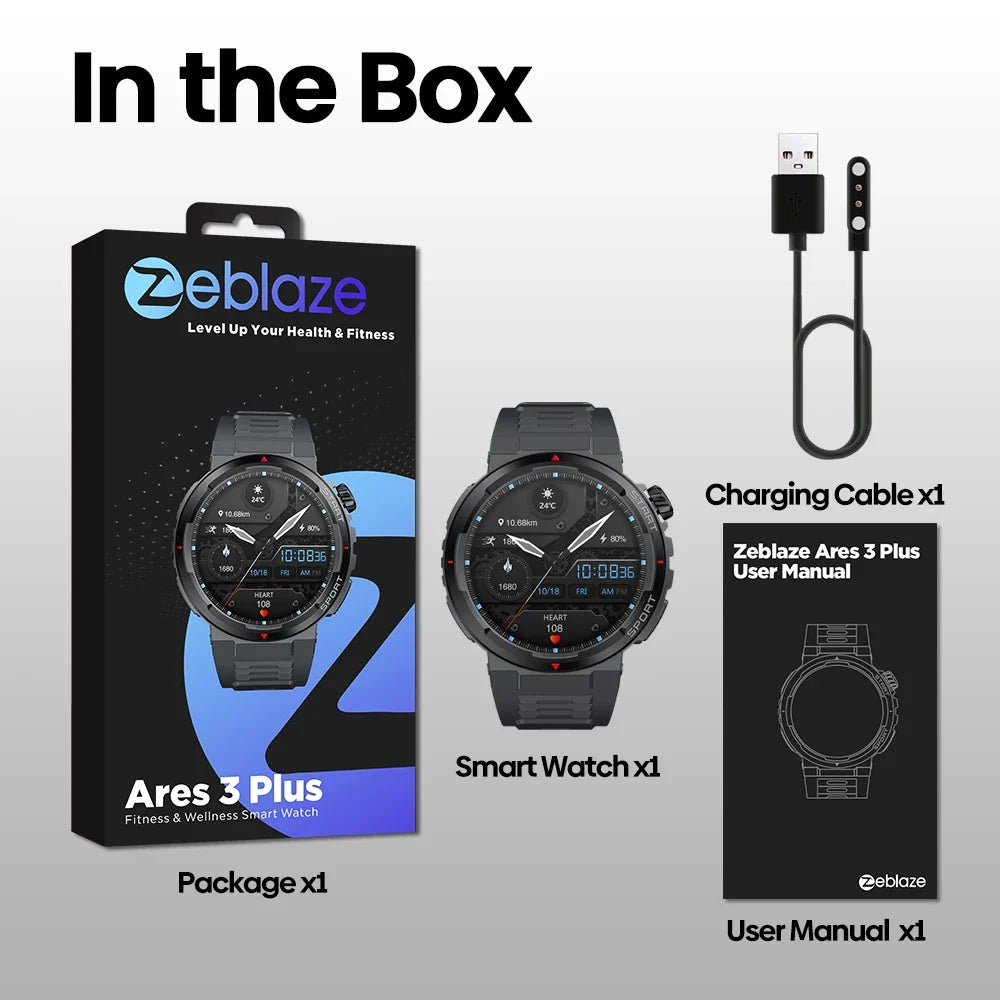Zeblaze Ares 3 Plus Smart Watch - Fitness Wellness Smart Watch with Bluetooth Calling and 1.43" HD AMOLED Always-on Display - Maliame Store