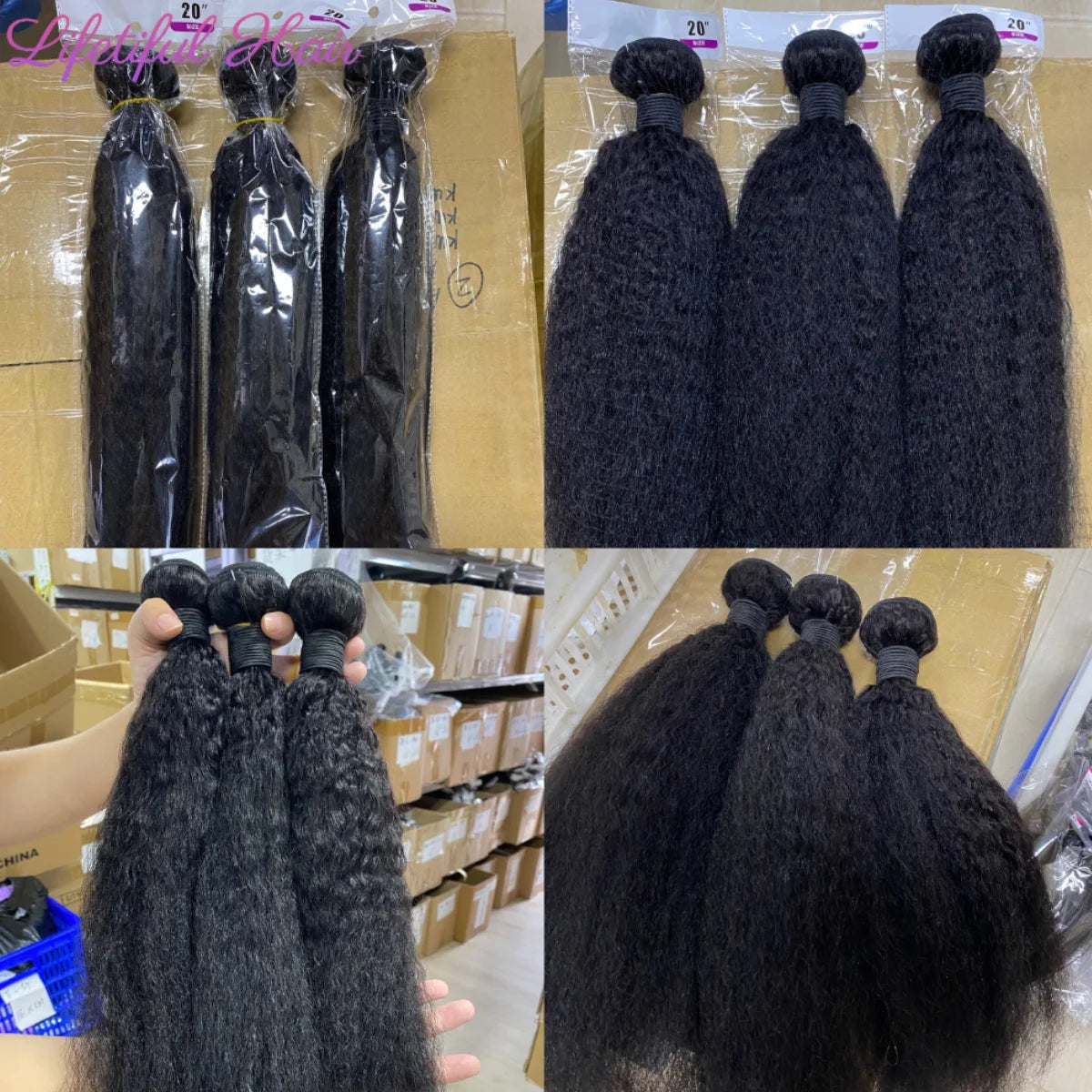 Kinky Straight Human Hair Bundles 1/3/4 Yaki Bundles 28 30 32 Inch Bundles Brazilian Raw Human Hair Extensions for Women - Maliame Store