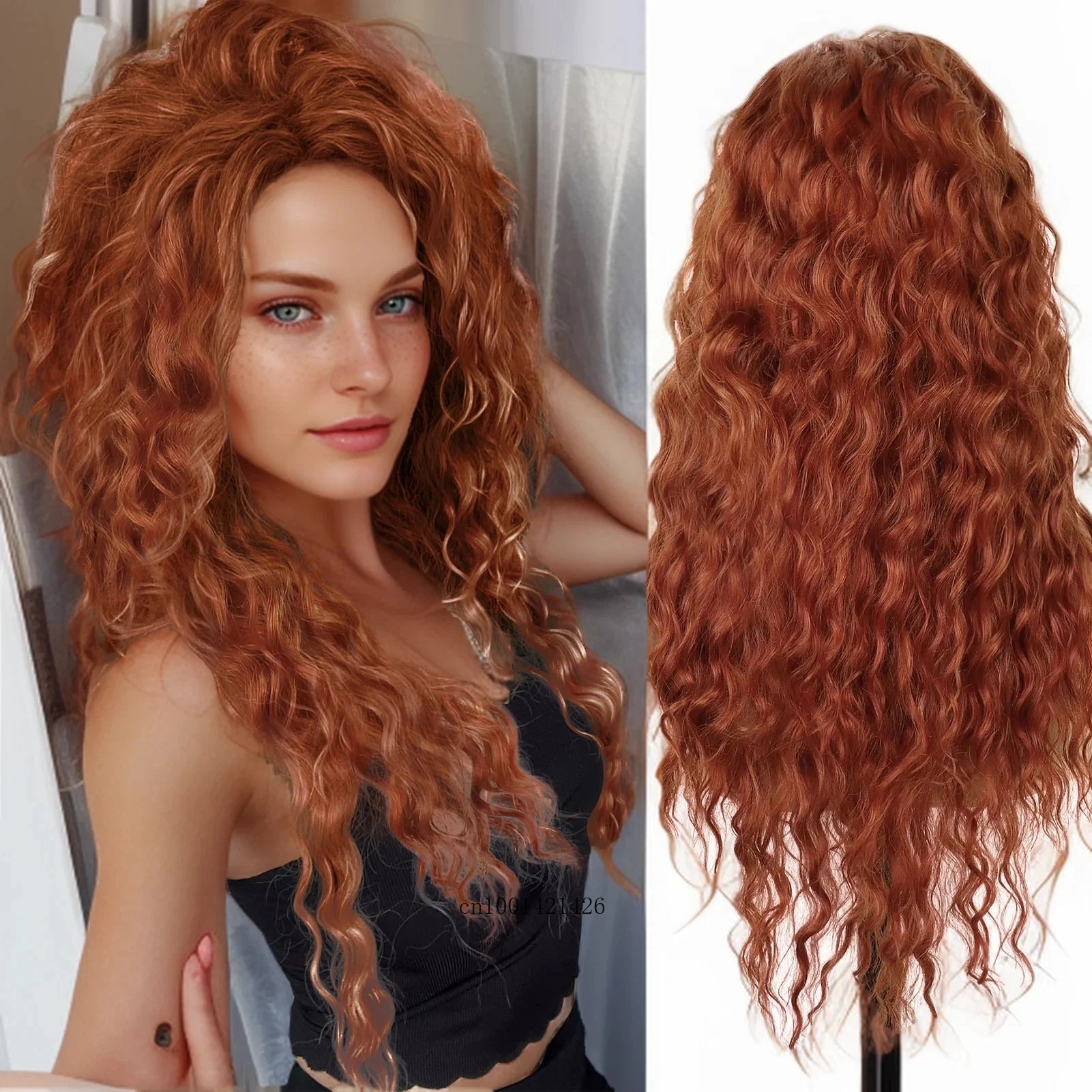 New Ash Blonde Wig Synthetic Long Curly Hair Wigs for Women Fluffy Wave Ombre Wig Costume Carnival Party Regular Cur Wig 26 Inch - Maliame Store