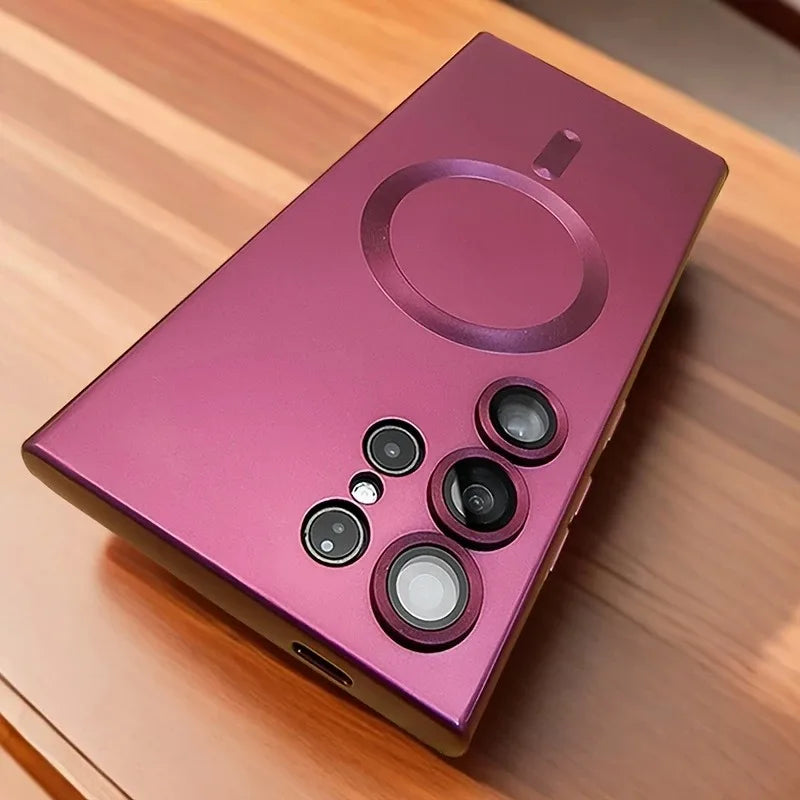 Étui de protection mat de luxe avec chargement sans fil magnétique pour Samsung Galaxy S25, S24, S23, S25, S24 Ultra et Plus : protection souple et antichoc. 