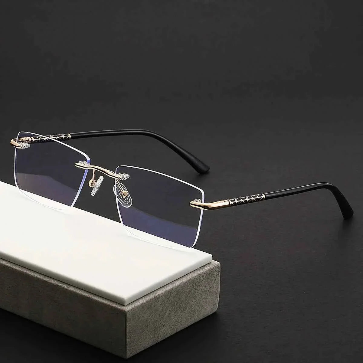 JMISUS Progressive Eyeglasses for Men Women Rimless Rectangle Optical Glasses Multifocal Lenses for Reading and Computer Use - Maliame Store