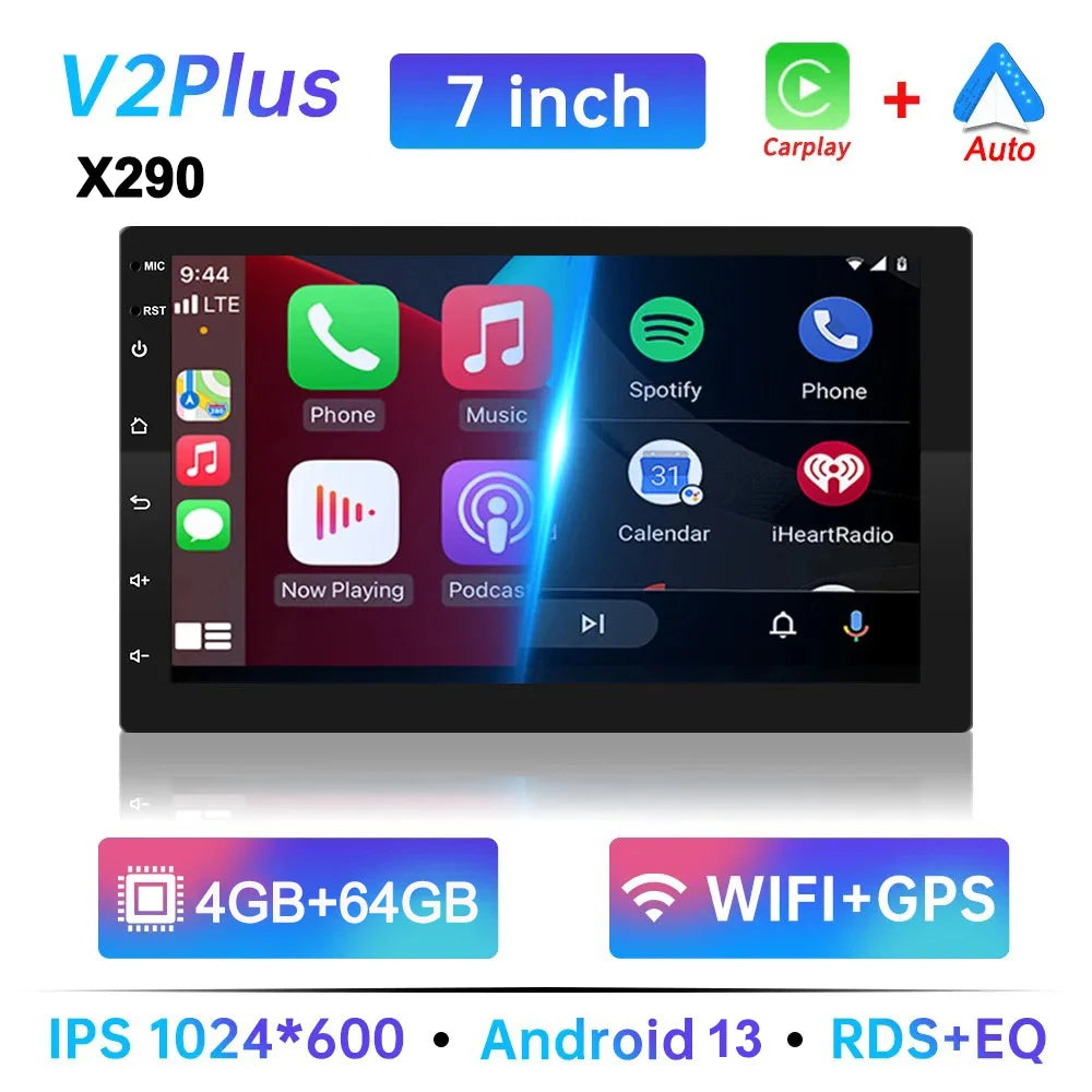 Autoradio Android 13 Universel 2 Din – 7/9/10 Pouces, GPS, WiFi, Bluetooth, CarPlay/Android Auto, 32/64 Go