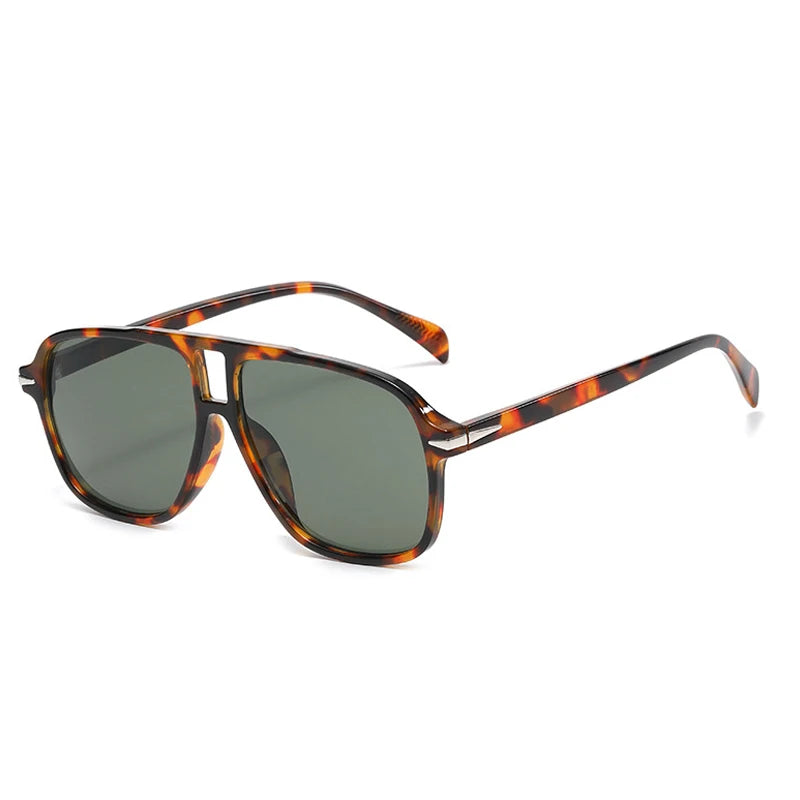 SO&EI Fashion Double Bridges Men Pilot Sunglasses Retro Clear Blue Shades UV400 Women Trending Square Rivets Sun Glasses - Maliame Store