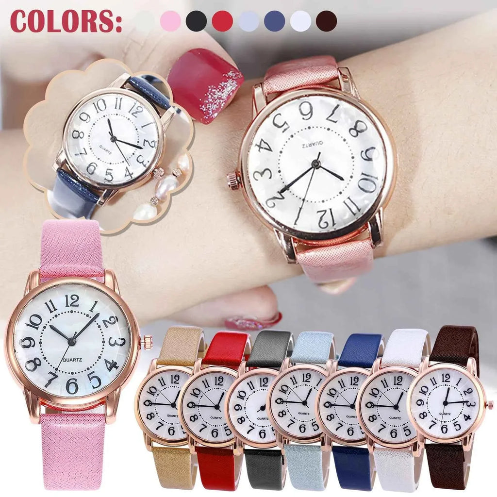 Women's Watch Quartz Dial Digital Watch Frosted Leather Strap Ladies And Girls' Watch Female Casual Ladies Watches женские часы - Maliame Store