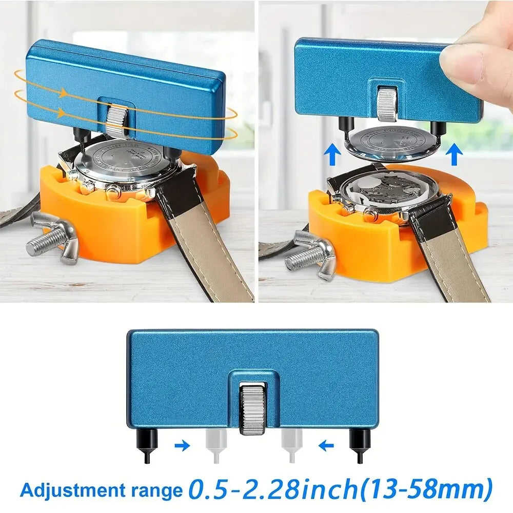 3 in 1 Repair Tool Set Watch Back Remover Tool Adjustable Opener Back Case Remover Watch Case Back Opener Repair Remover Holder - Maliame Store
