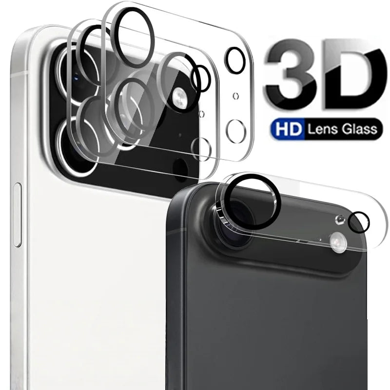 1-5Pcs Tempered Glass for iPhone 17 16 15 14 13 Pro Max Plus Mini Camera Lens Protector Black Circle Protective Lens Film Cover - Maliame Store