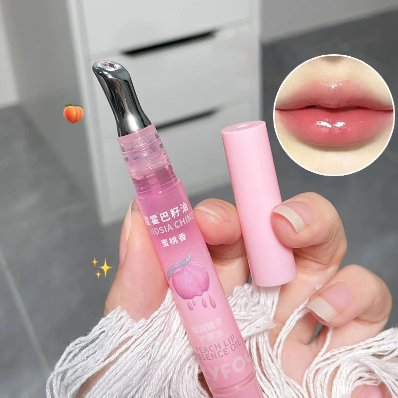 Peach Lip Oil Moisturizing Glass Lip Gloss Fragrance Non-sticky Lip Tint Lips Plumper Autumn and Winter Lips Care Serum Primer - Maliame Store