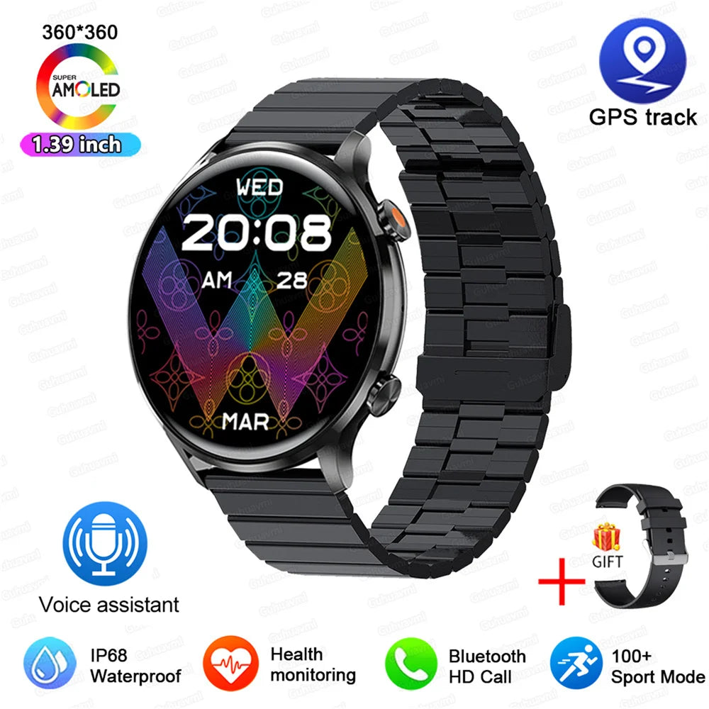 2025 New Smartwatch Women AMOLED HD Screen Always On Display Bluetooth Call IP68 Waterproof GPS Smart Men Watch For Android ios - Maliame Store