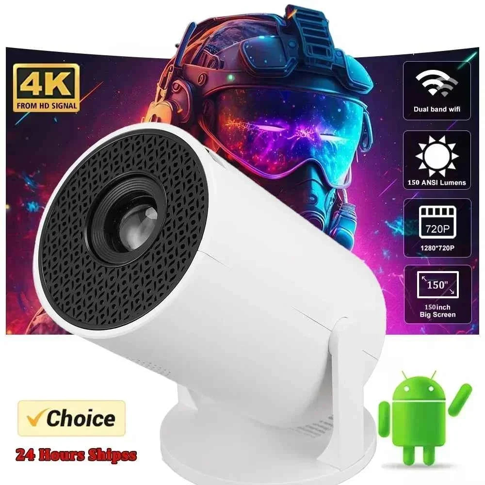 Projector HY300 4K Android 11 Dual Wifi6 260ANSI Allwinner H713 BT5.0 1080P 1280*720P Home Cinema Outdoor Projetor - Maliame Store