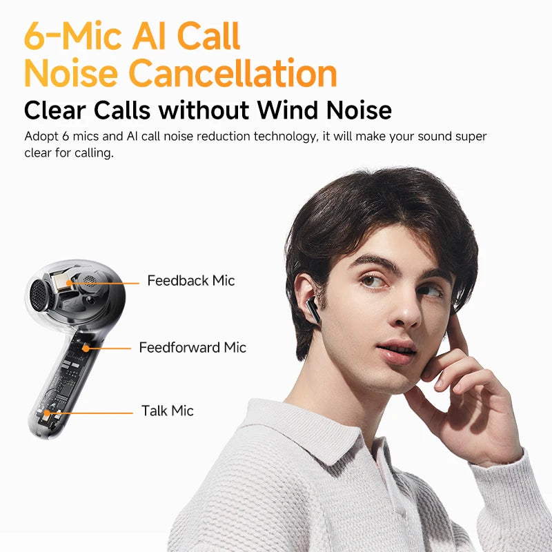QCY HT10 AilyBuds Pro+ ANC Wireless Earphone Hi-Res Audio with LDAC Bluetooth 5.3 Earbuds 6 Mic AI HD Call Multipoint Connection - Maliame Store