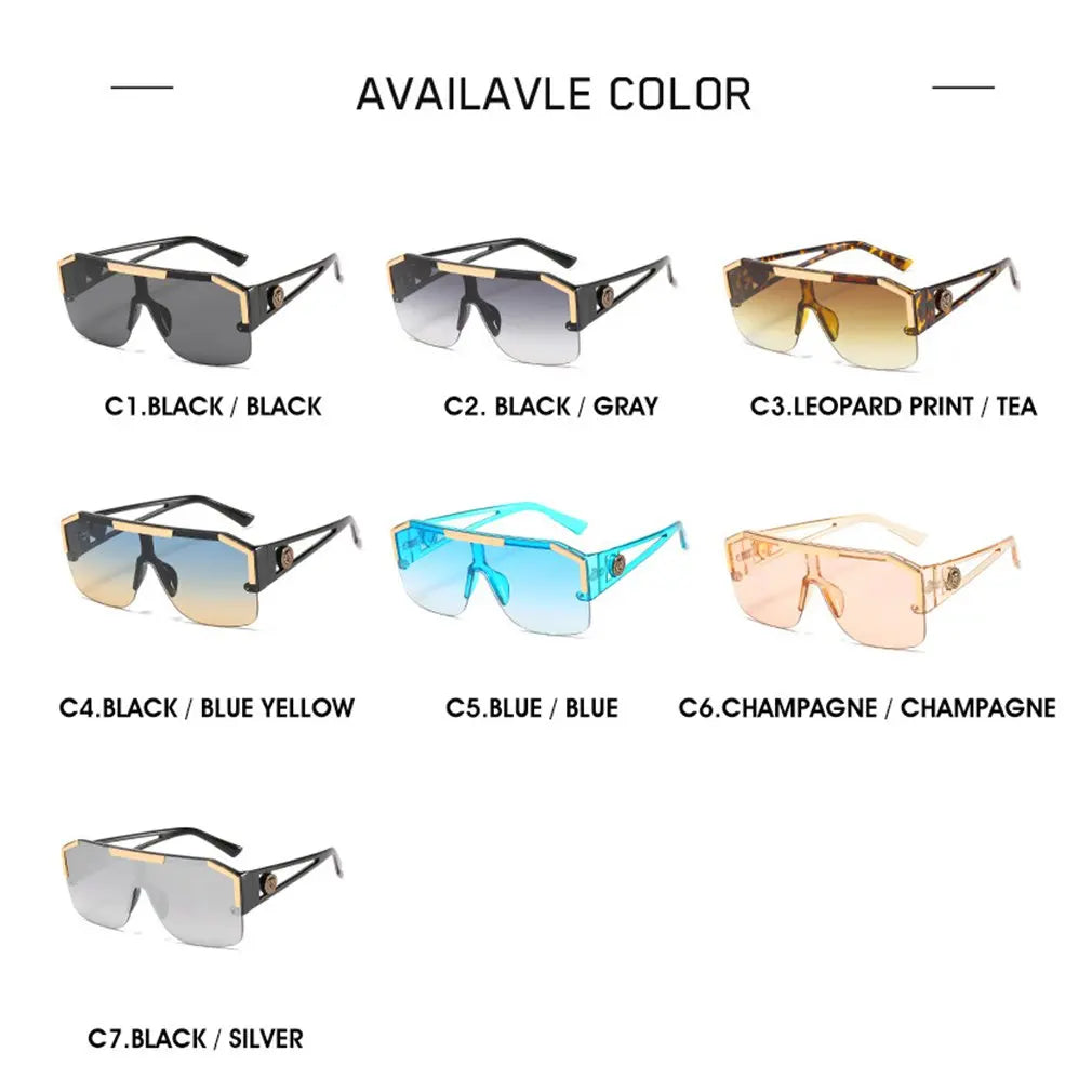 Luxury Big Square Sunglasses Women Brand Designer Retro Blue Sun Glasses for Female Oversized Black Shades UV400 - Maliame Store