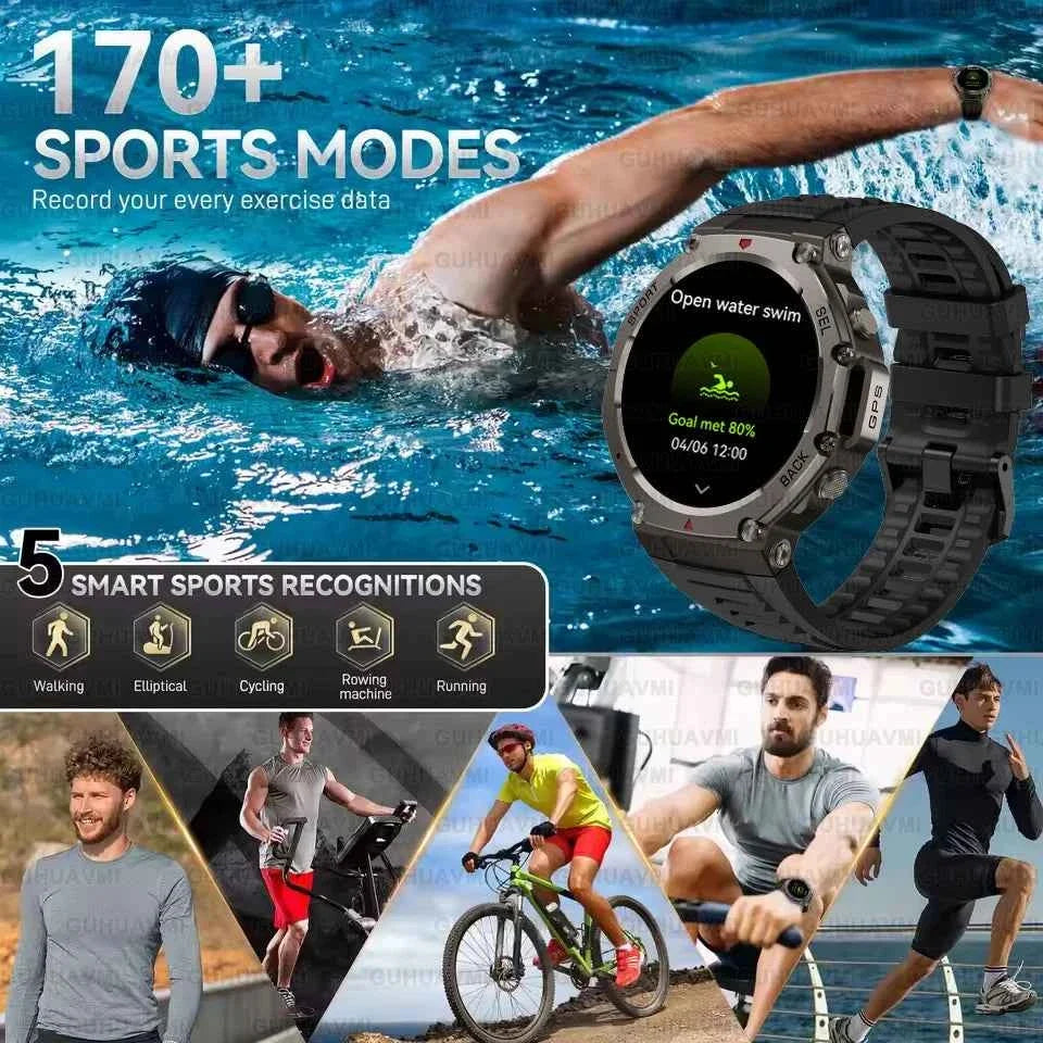 T-Rex 3 Pro Military Smart Watch Built-in Dual-band GPS Compass Clock 10ATM&IP69K Waterproof Altimeter Barometric Sport Bracelet - Maliame Store