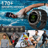 Reloj inteligente militar T-Rex 3 Pro con GPS de doble banda integrado, brújula, resistente al agua hasta 10 ATM e IP69K, altímetro barométrico y pulsera deportiva.