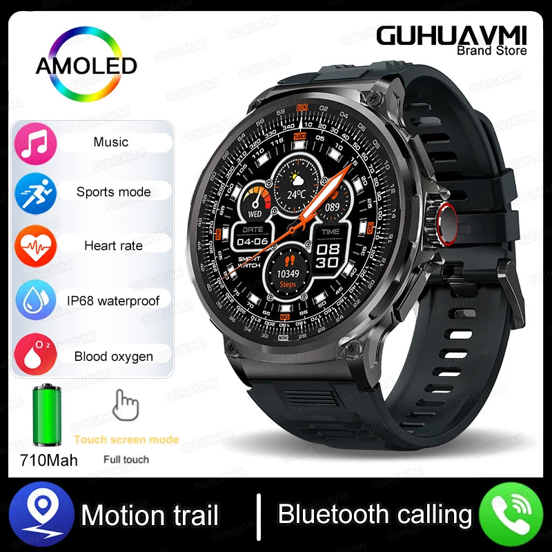 New 1.85-inch ultra AMOLED smartwatch, GPS track, HD Bluetooth call; 710 mah large battery 400+ dial, suitable for Huawei Xiaomi - Maliame Store
