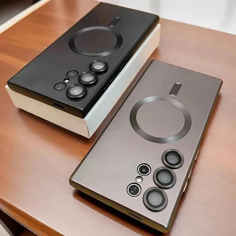 Luxury Magnetic Wireless Charging Matte Case For Samsung Galaxy S25 S24 S23 S 25 24 Ultra Plus Cases Shockproof Soft Phone Cover