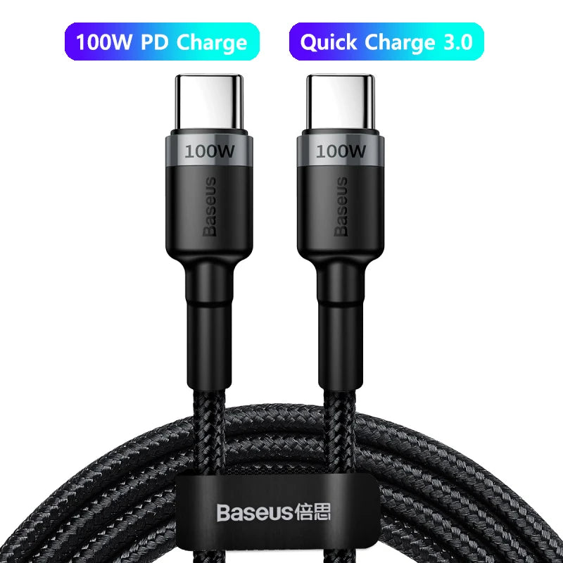 Baseus 100W/5A USB C To USB Type C Cable For iPhone 16 15 PD Fast Charging Charger Cord For Macbook Samsung Xiaomi Type-C Cable - Maliame Store