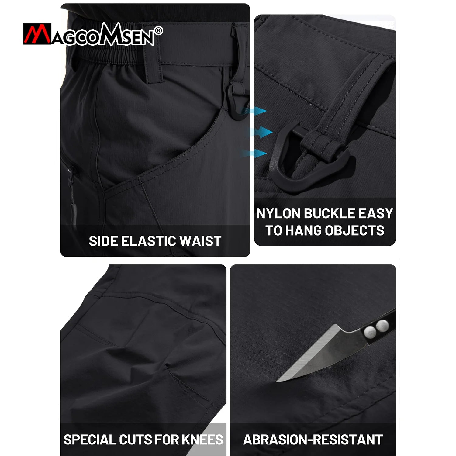 MAGCOMSEN Lightweight Hiking Pant Men Summer Cargo Pants Quick-Dry Nylon Waterproof Outdoor Fishing Casual Trouser